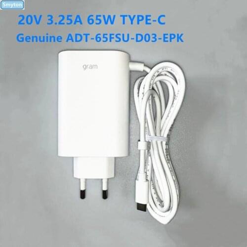 Genuine AC Adapter Charger For LG 20V 3.25A TYPE C ADT-65FSU-D03-EPK EAY65895911 5V 9V 15V 3A 16Z90P 17Z90P Laptop Power Supply