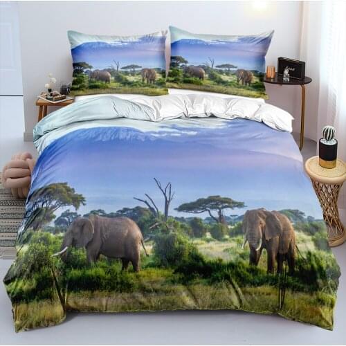 3D White Bedclothes Custom Design Animal Duvet Cover Sets Elephant Bed Linen Pillow Cases King Queen Single Twin Size 160*200cm