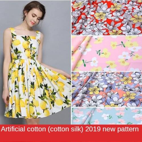 Animal and Plant Cartoon Printed Silk Pure Cotton Cloth Baby Pajama Dress Sewing Fabric Cotton for Dress Brocade Blue Sequin