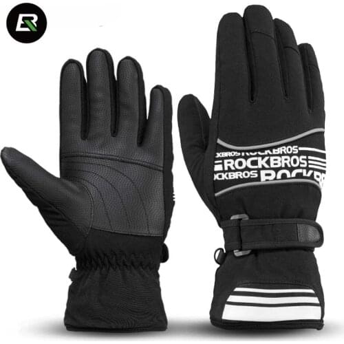 Rockbros Winter Cycling Gloves Thermal Fleece Windproof Warm Mountain Road Bike Gloves Sports Ski Gloves Guantes Ciclismo