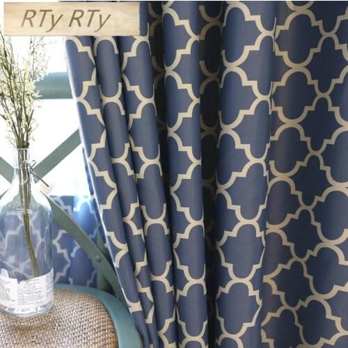 Curtains for Living Dining Room Bedroom 2 Colors Screens Printing American Villages Minimalist European Style Blackout Curtain