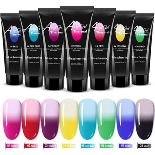 15ml Thermal Extension Gel Nail Polish Nail Acrylic Gel Set Temperature Color Changing UV LED Quick Builder Gel
