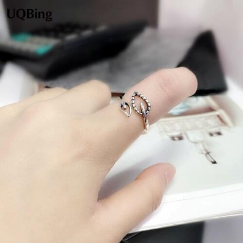 Vintage 925 Sterling Silver Hollow Double Leaves Finger Rings Wholesale New Jewelry