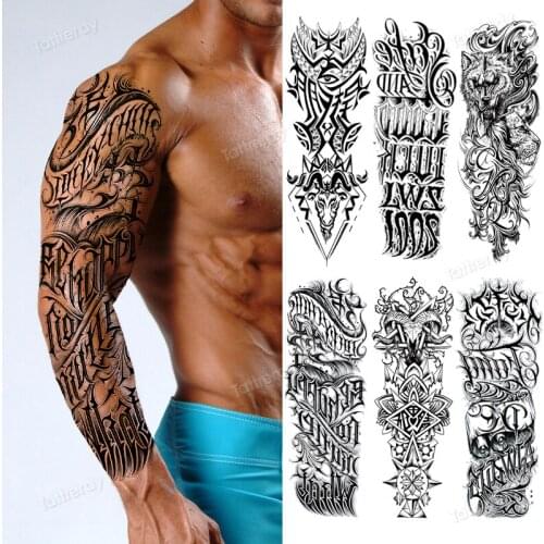 Waterproof Temporary Tattoo Sticker Full Arm Large Size Body Tatoo Black Henna Sexy Fake Tattoos Sleeve for Men Women Boy Adult