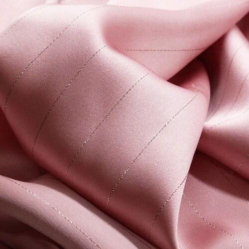 Multi color high grade bright silk stripe imitation acetic acid fabric Satin bright silk sliding sense suit dress pants fabric