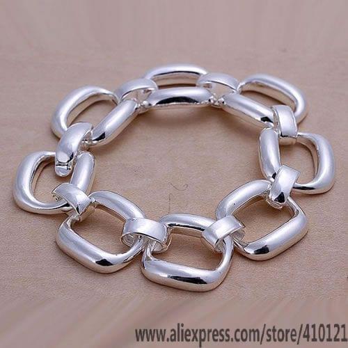 H124 Hot Sale 925 Sterling Silver Bracelet for Women Wholesale Christmas Gift Charm Fashion Square Bracelet