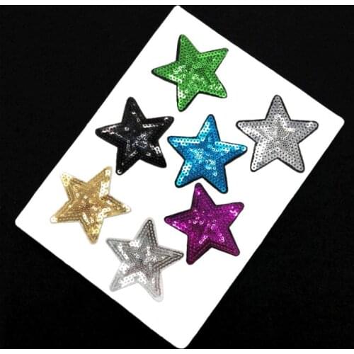5Pcs Star Sequins Embroidery Sew/Iron On Patches for T-shirt Clothing Diy Badge Garment Decoration Accessories Applique