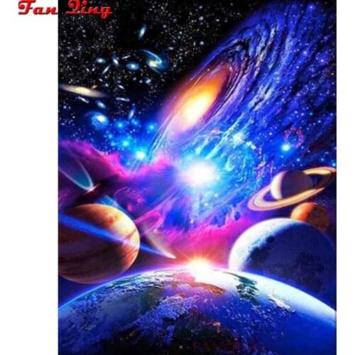 3D Diamond Painting Universe planet 5D DIY Full Square round Drill Diamond Embroidery Cross Stitch Kit Home Decoration