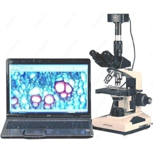 Biological Compound Microscope--AmScope Supplies 40X-1600X Biological Compound Microscope + 5MP Camera Win & Mac