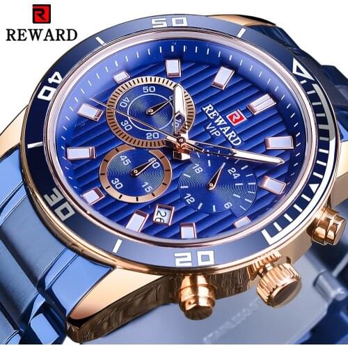 Forsining Blue Stainless Steel Mens Fashion Three Dial Rose Golden Mens Quartz Sport Watches Top Brand Luxury Male Clock Relogio