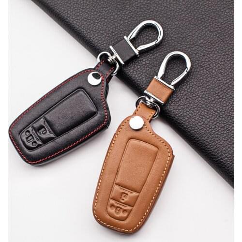 Leather Car Key Case Cover For Toyota C-HR CHR Rav4 Corolla Camry Avalon Land Cruiser Prado Prius 2018 2019 2020 Remote Cover