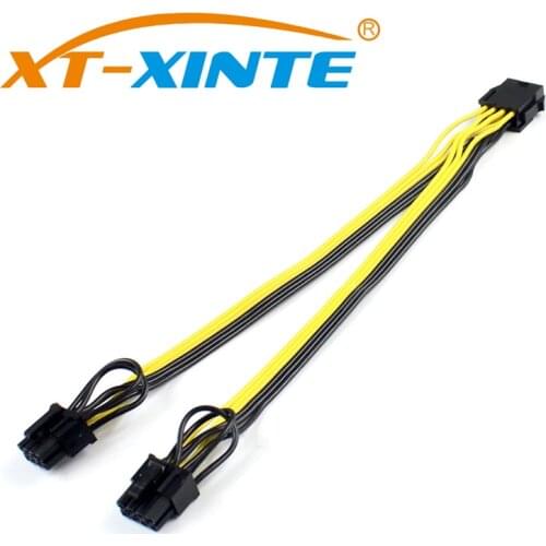 CPU 8Pin to Graphics Video Card Dual PCI-E PCIe 8Pin ( 6Pin + 2Pin ) Power Supply Splitter Cable Cord 15cm Miner Cables