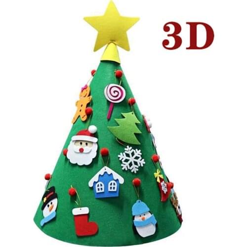 DIY Felt Cloth Christmas Tree Wall Hanging Decorations with Santa Claus/ Elk/ Snowman/ Snowflake/ Stockings/Gifts Xmas Ornaments