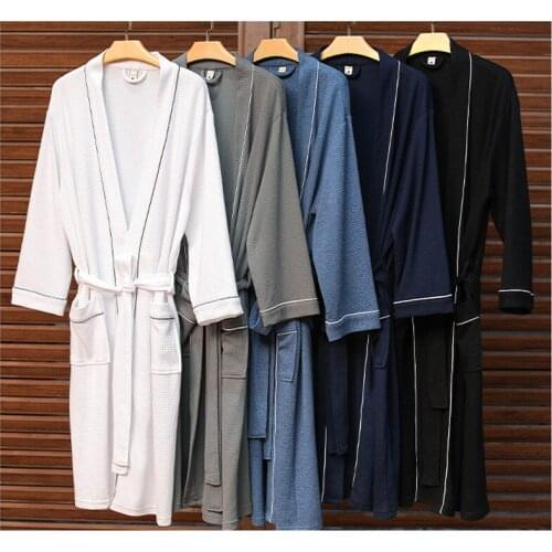 Kimono Bathrobe Waffle Gown Couple Sleepwear Soft Intimate Lingerie Men Nightgown Home Clothes Nightwear Casual Homewear