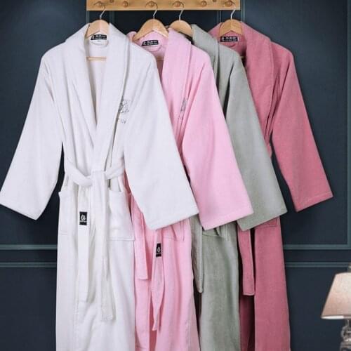 Cotton women bathrobe men sleepwear nightgown for girls blanket towel fleece thickening lovers long soft autumn winter