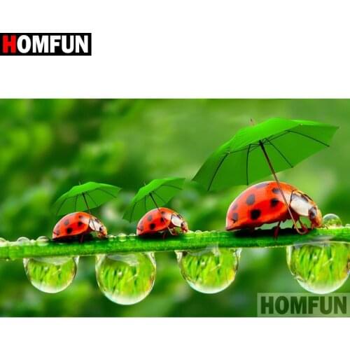 HOMFUN Square Round Drill 5D Diamond Painting Environmental Crafts Full Diamond Embroidery "Ladybug umbrella" Home decor A27169