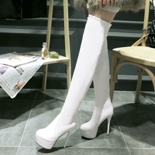 Fashion Sexy Over The Knee Boots Women High Heels Shoes Ladies Thigh High Boots Autumn Winter Leather Long Boots Female Shoes