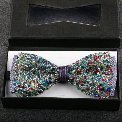 Fashion Necktie Groom Diamond Bow Ties Packet Square Wedding Birthday Party Gifts Elegant Butterfly Silk Yarn Gravata Bow Tie