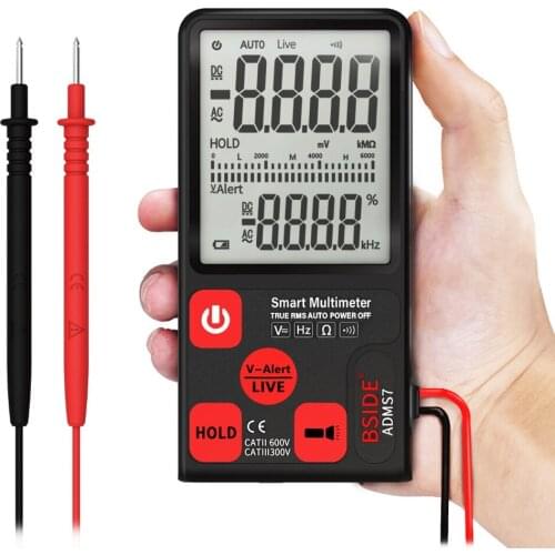 BSIDE ADMS7 Multimeter Digital Multimeter Measuring AC/DC Voltage Resistance Frequency with LCD Display DC/AC Voltage Meter