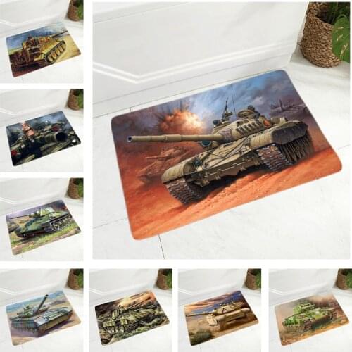 World War Cartoon Tank Floor Mat for Children Room Bedroom Non-Slip Decor Armored Car Doormat Kitchen Carpet 40x60cm