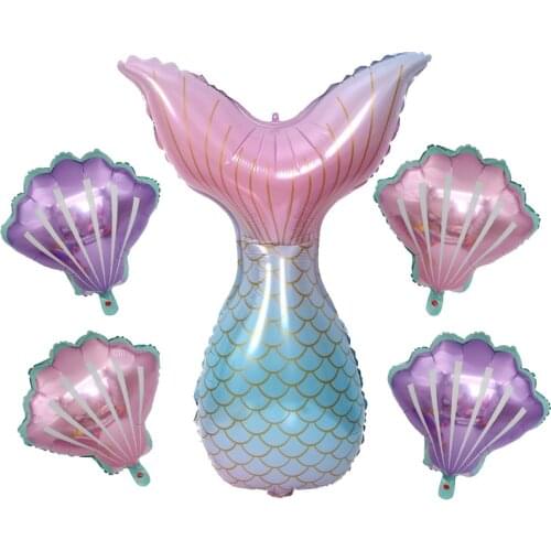 Mermaid Tail Foil Balloon Seashell Colorful Ballon Wedding Party Decoration Sea Theme Baby Shower Supplies Kids Birthday Gifts