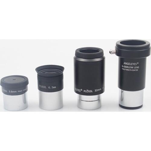 High Power HD Plossl Eyepiece Telescope Accessory Kit Multilayer Coating Glass Lens 3.6mm 6.3mm 32mm With 3x Barlow Lens Metal