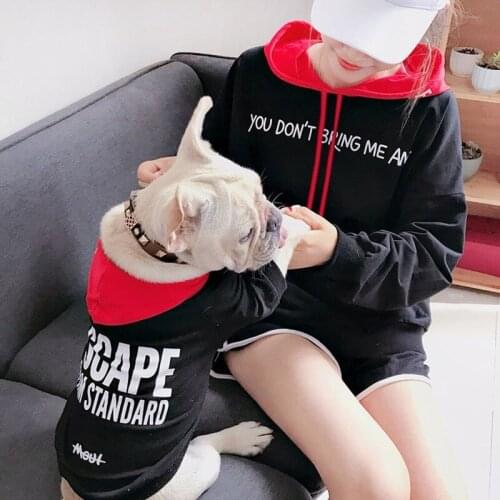 Autumn Winter Pet Clothing Plus Velvet T Shirt Popular Logo Letter Hoodie Jacket Dog Parent-Child Outfit Uniform Size for Owner