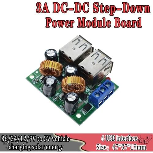 WAVGAT 4-USB Port Step-down Power Supply Converter Board Module DC 12V 24V 40V to 5V 5A For MP3/MP4 Phone Car Equipment
