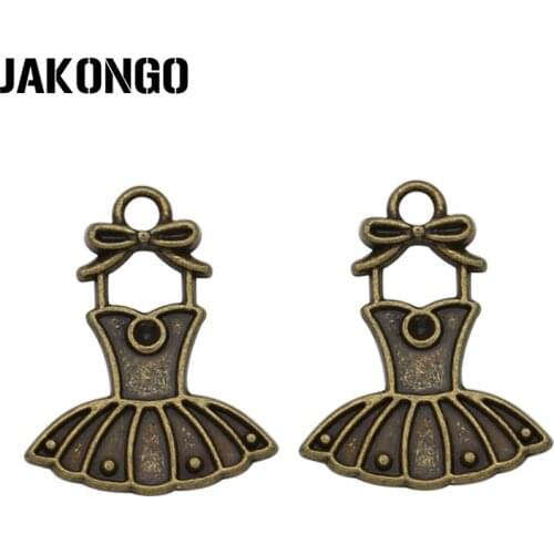 40pcs Antique Silver Bronze Plated Skirt Dress Charms Pendants for Bracelet Jewelry Making Accessories DIY Handmade 21x17mm