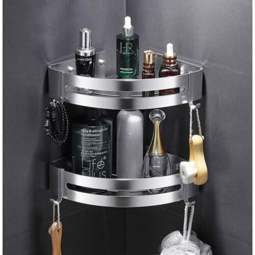 Bathroom Shelves Corner Shelf Wall Mounted Aluminum Bathroom Soap Dish Bath Shower Shelf Bath Shampoo Holder Wall Mounted Type