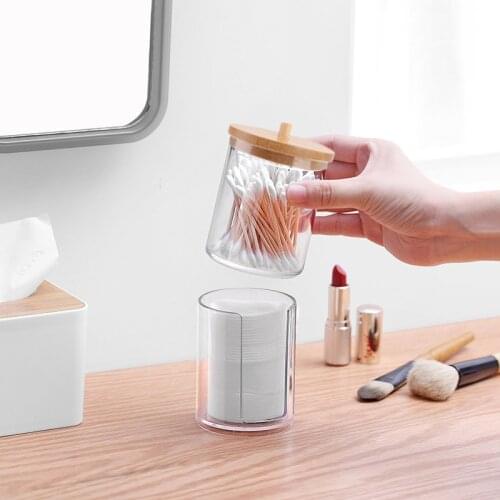 Transparent Makeup Storage Box Cotton Swab Cotton Pad Organizer Brush Plastic Box Lipstick Display Stand Bathroom Accessories