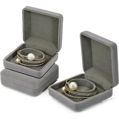 Gray Velvet Coated Bangle Bracelet Display Boxes Jewellery Packaging Gift Organizer Case