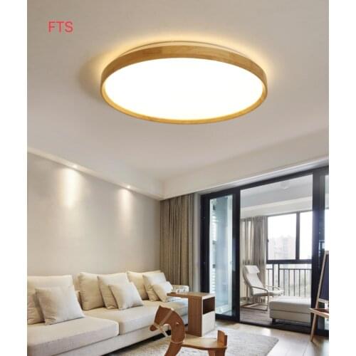 Nordic LED ceiling lamp solid wood bedroom lamp study room lamp ultra-thin original wooden bed and breakfast light tatami