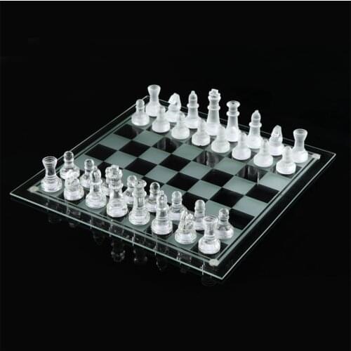Glass Chess Set Elegant Pieces and Glass Board Chess Game Frosted & Clear Chessmen