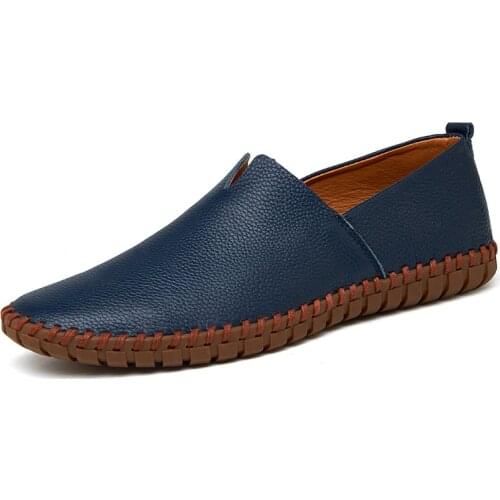 Big Size Men Genuine Leather Shoes Driver Driving Style Slip on Shoes Real Leather Loafers Mens Moccasins Italian Designer Shoes