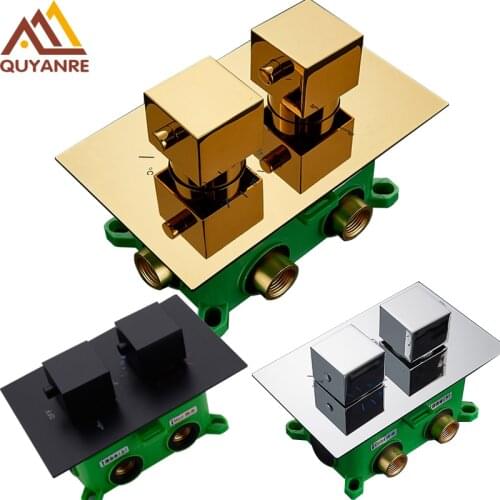 Embedded Box Black Chrome Golden Thermostatic Shower Mixer Valve Brass Shower Faucet Mixer Bath Shower Mixer Cartridges Valve