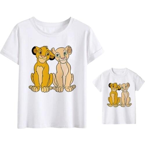 Women T-shirt Unisex Aesthetics The Lion King Simba and Nala Graphic Short Sleeve Children T Shirts Famliy Look
