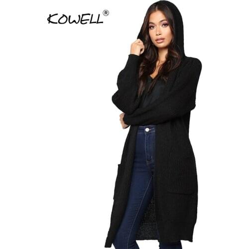 Women Hooded Sweater Solid Standard Open Stitch Cardigans 2018 Autumn Winter Knit Long Sleeve Cardigan Casual Sweaters Outerwear