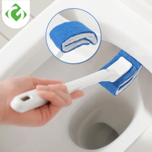 1PC Dead Corner Cleaning Double Side Curved Portable Toilet Brush Bathroom Scrubber Bent Cleaner Brush Long Handle GUANYAO