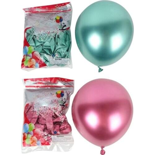 100Pcs 10 Inch Metallic Latex Balloons Thick Chrome Glossy Metal Pearl Balloon Globos, 50 Pcs Green & 50Pcs Red Retail