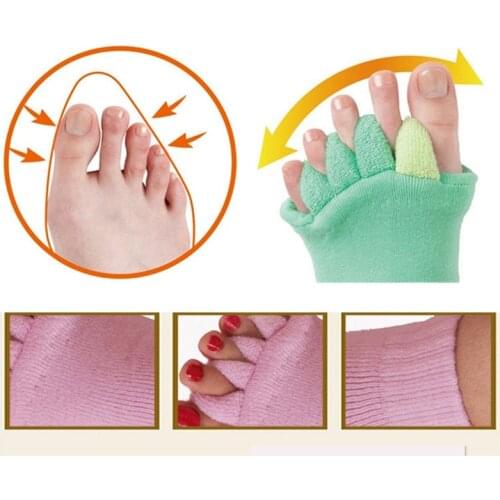 2Pcs Foot Alignment Pain Relief Socks For Pedicure Device Hallux Valgus Correction Five Toe Socks Fingers Toe Separators