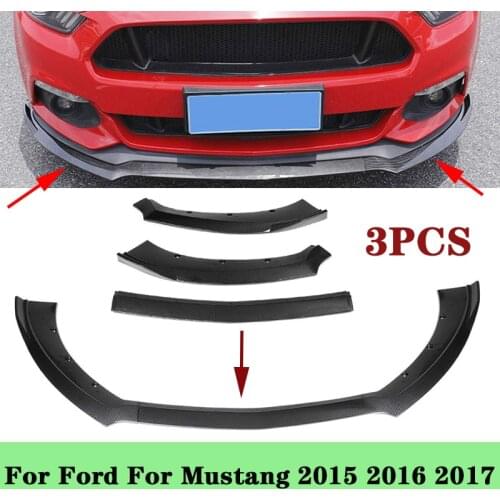 3 PCS Car Front Bumper Splitter Lip Diffuser Protector Cover Body Kit Front Spoiler For Ford For Mustang 2015-2017