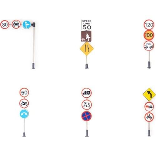 6Pcs/Set 1/87 Scale Model Mini Traffic Signs Building Sand Table Model Accessories DIY Micro Landscape Decoration Road Signs