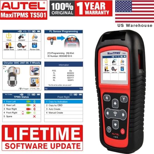 Autel MaxiTPMS TS501 TPMS Car Diagnostic Tool Activate TPMS sensors/ Read sensor data/TPMS Sensor Programming/ Check Key FOB/OBD