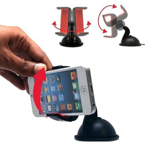 360 Degree Rotation Car Holder Windshield Mount Bracket Stand for Cell Phone GPS Holder Stand Universal Dashboard Clip Support