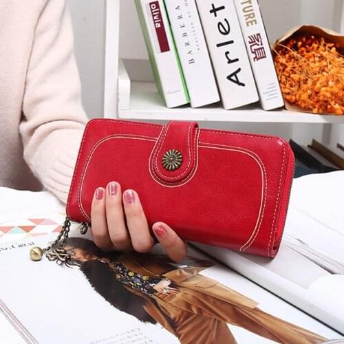 Aliwood Brand Hollow Women Clutch Leather Wallet Female Long Wallet Women Zipper Purse Strap Money Bag Purse For iPhone Carteira