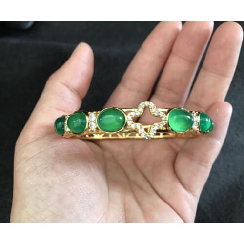 Genuine Dark Green Natural Jade Silver Hinged Bangle Bracelet