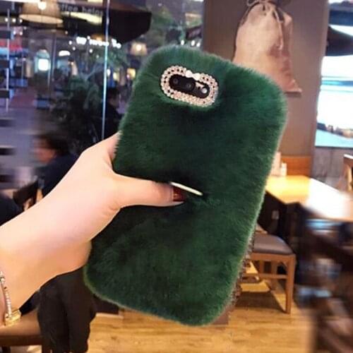 LaMaDiaa Furry Rabbit Fur Phone Case For Samsung S6 S7 S8 S9 S10 S20 S21 Plus Note 5 8 9 10 20 Capa With Ring Holder Back Cover