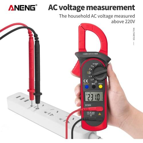 Digital Clamp Multimeter ST202 Resistance Ohm Transistor Testers AC/DC Current Voltmeter Lcr Clamp Meter with Temperature