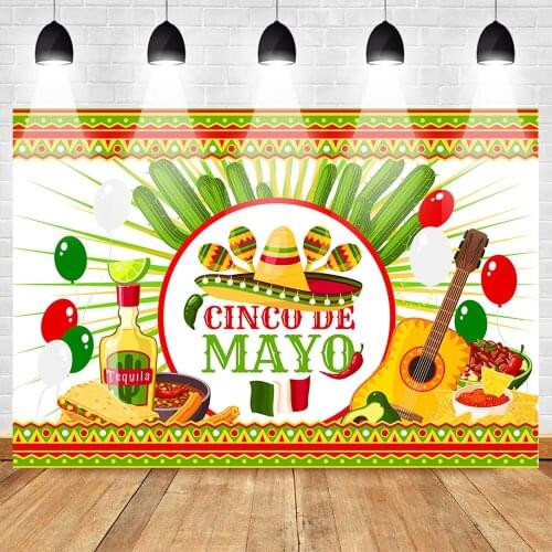 Cinco de Mayo Photography Backdrop Great as Mexican Party Photo Background Children Birthday Party Mexican Elements for Studio
